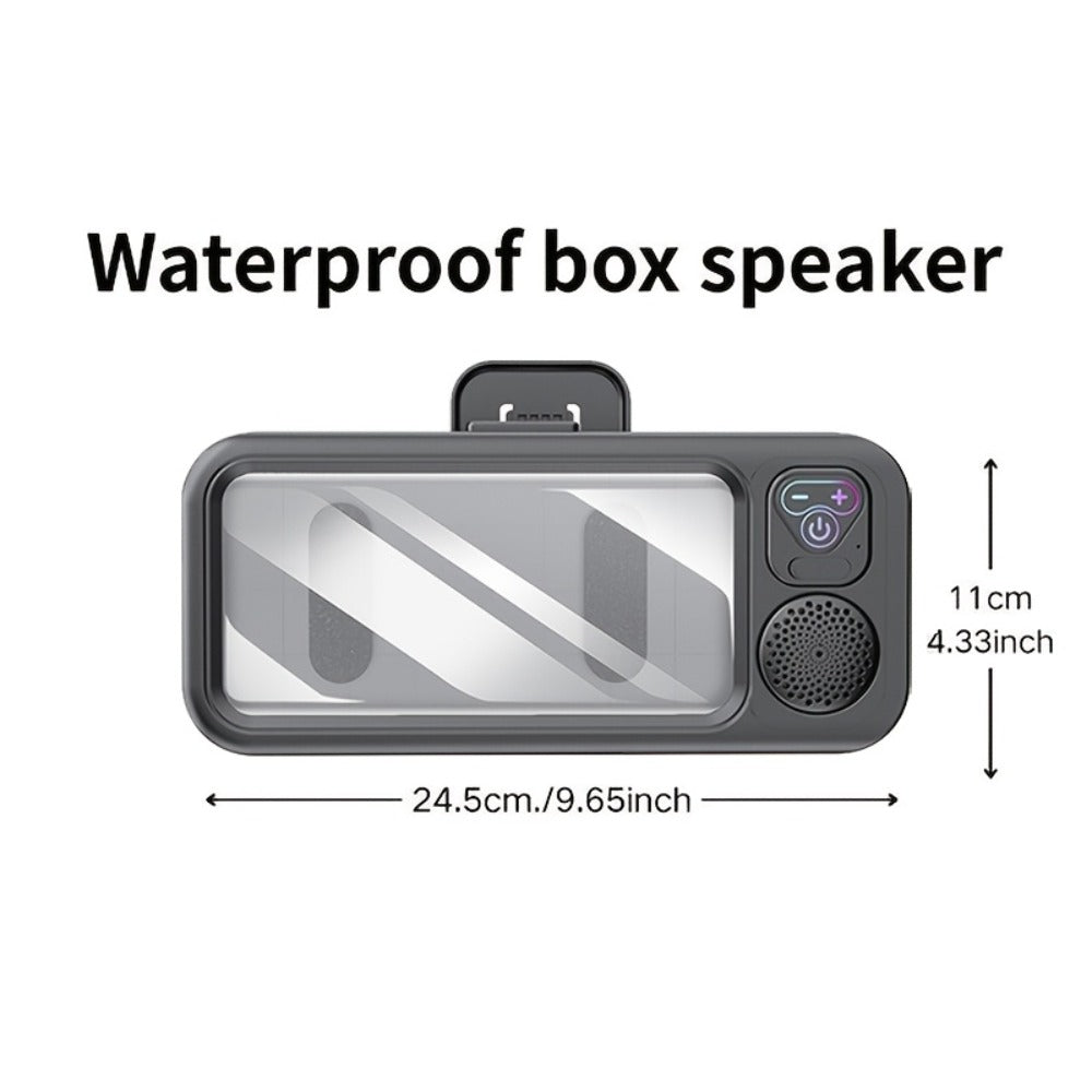 Shower Phone Holder with Bluetooth Speaker Built-In, 360-Degree Rotation Mount, Universal Fit for All Phones
