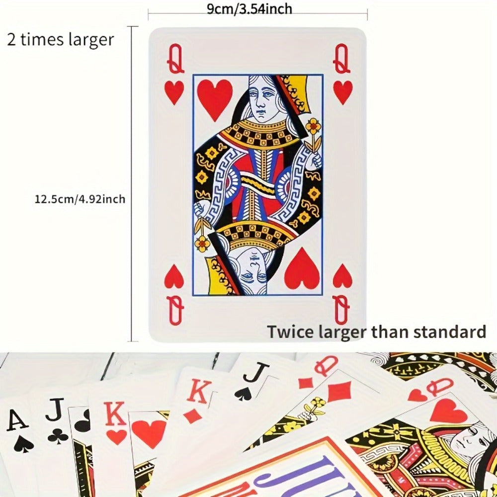 Giant Playing Cards 4x 6x Jumbo Size Poker Cards – Extra Large Card Game Set for Outdoor Party Backyard Fun Family Game Night Kids Adults