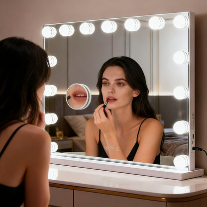 Hollywood Vanity Mirror with 15 Dimmable Bulbs, 23 x 18 Inch Frame, Three Light Colors and USB Port