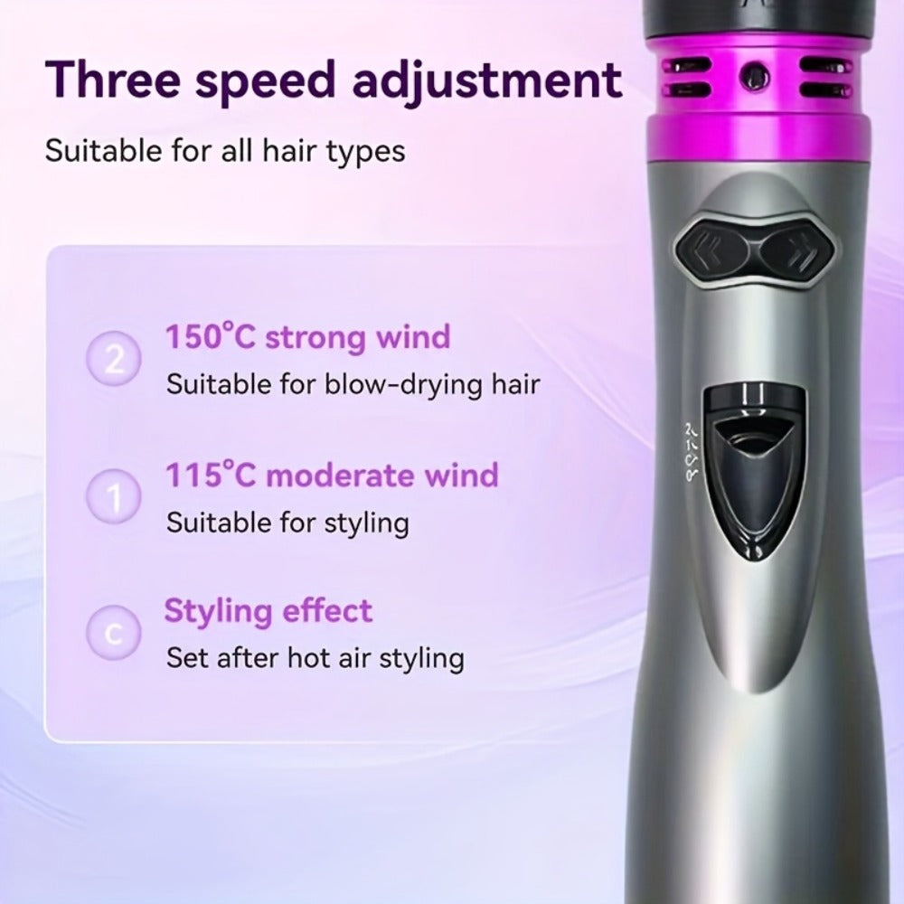 Rotating Hot Air Brush 2-in-1 Auto Curl & Straighten Styling Comb, One-Step Salon Blowout Results at Home