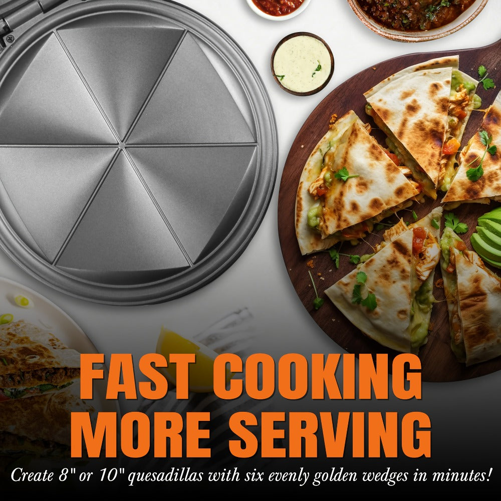 Electric Quesadilla Maker 9.5 Inch, Grilled Cheese Machine, Extra Stuffing, Easy 6-Wedge Slice, Feet