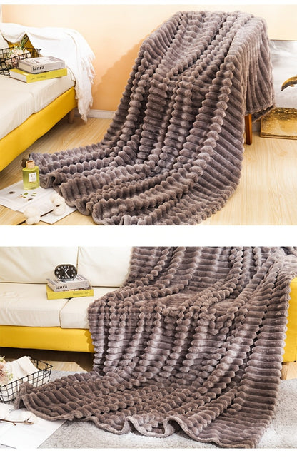 500gsm Heavy Plush Blanket, Ultra Thick Fluffy Blanket for Bed, Sofa & Travel, Baby to Double Size