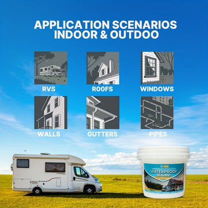 Clear Waterproof Sealant 1000g – Transparent Adhesive for Roof, RV, Wall, Pipe & Tile Leak Repair, Indoor & Outdoor, Includes Brush
