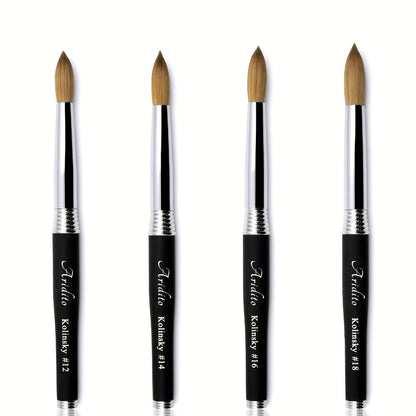 100% Pure Kolinsky Round Head Acrylic Nail Art Brush Black Metal Handle Size 12 14 16 18 – Professional Nail Extension & Acrylic Powder