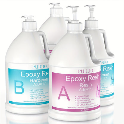 Ultra-Clear Epoxy Resin Kit 1 2 3 Gallon Fast Curing Bubble-Free Non-Yellowing for Entryways, Bedrooms and Living Spaces