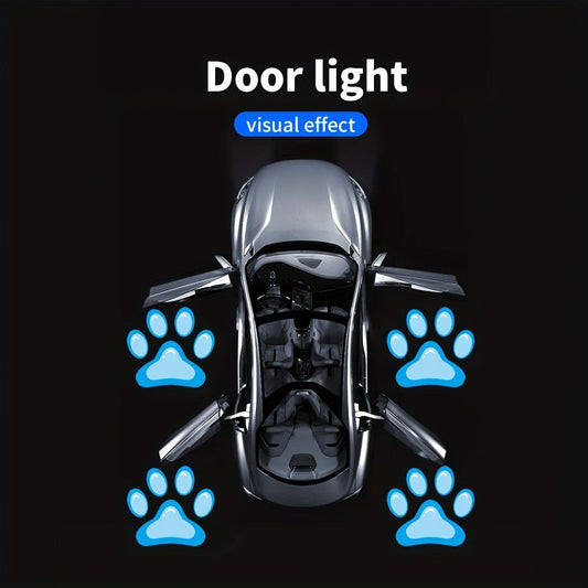 Car Door LED Projector Welcome Lights 4 Pcs – Courtesy Step Logo Light Cute Pattern Projection Festive Atmosphere Night Light Sky Blue Pink