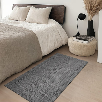 Braided Woven Indoor Rug with 2 x 3-Foot to 6 x 9-Foot Sizes and One Two-Piece Gray Mat Set