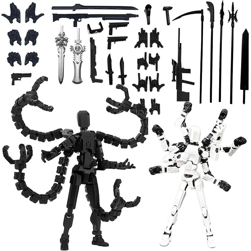 3D Printed Action Figure Set 2pcs T13 – 5.5 Inch Assembled Collectible Desktop Ornament Toy Figures for Game Enthusiasts