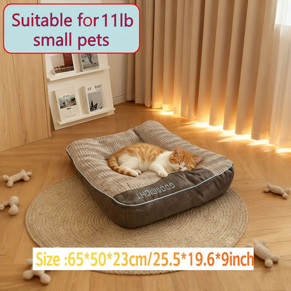 Gray Rectangular Dog Bed with Thick Polyester Fiber Cushion, Four Size Options and Included Grooming Tool