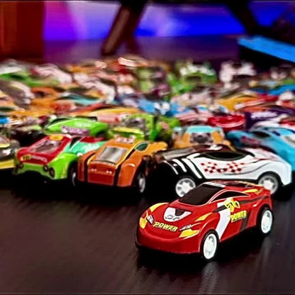 64 Pcs Pull Back Toy Car Set with City Map, Traffic Signs & Storage Box, 56 Mini Die-Cast Vehicles for Kids Boys Girls Ages 3+