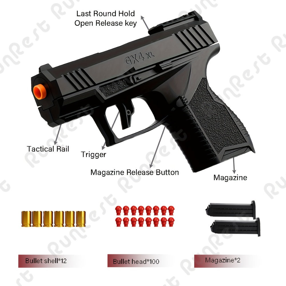 Bullet Toy Gun with Jumping Shell & 2 Magazines with the Listed Color, Size or Set Options for Everyday Use