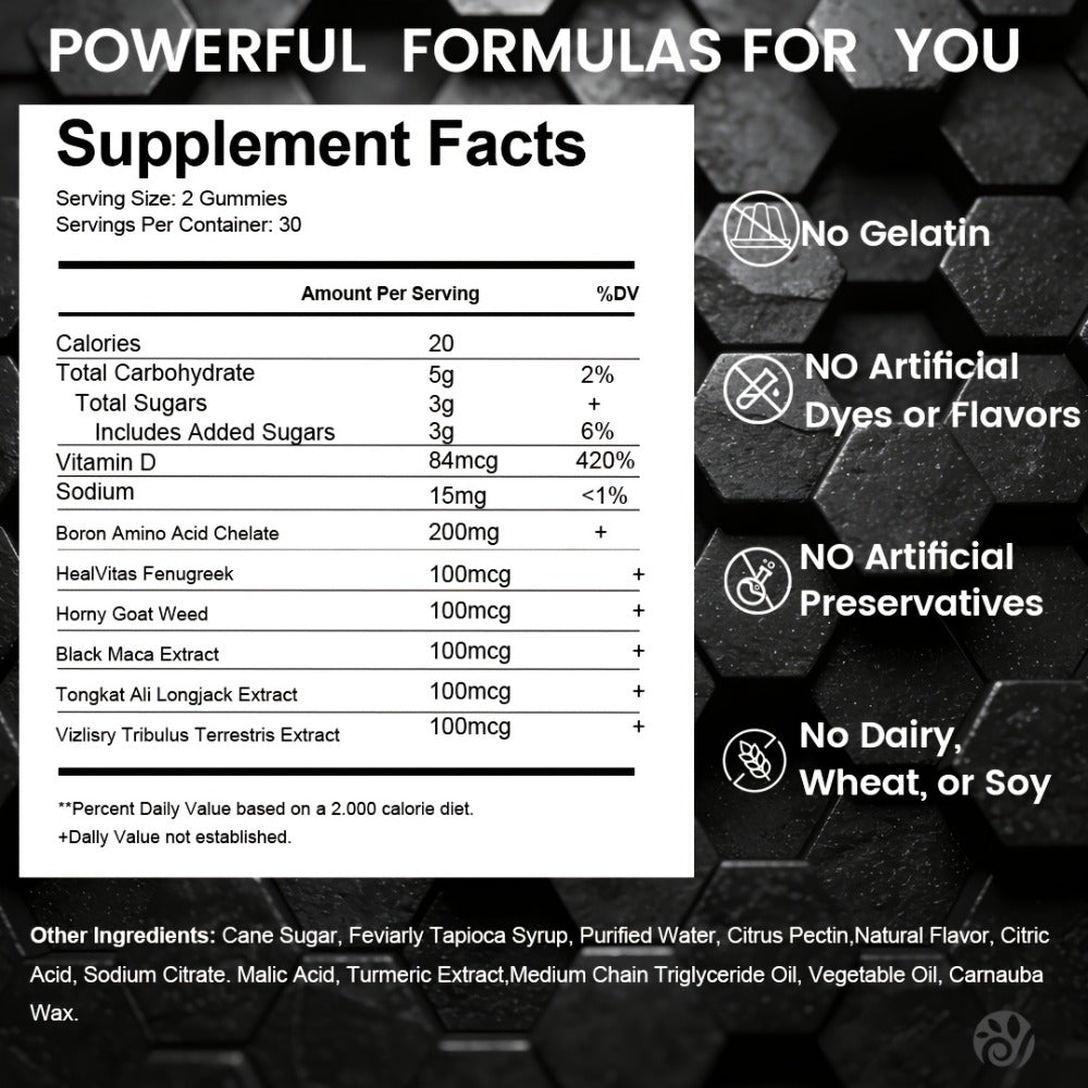 Male Enhancement Gummies with Zinc Maca Root Shilajit 60 Count Blueberry Flavor for Bath Time, Home Spa and Personal Care