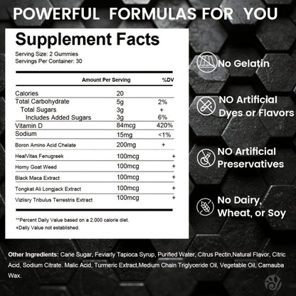 Male Enhancement Gummies with Zinc Maca Root Shilajit 60 Count Blueberry Flavor for Bath Time, Home Spa and Personal Care