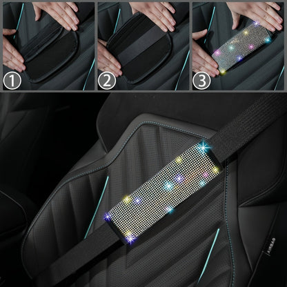 8-Piece Rhinestone Car Interior Accessories Set with Steering Wheel Cover, Coasters and Seat Belt Pads