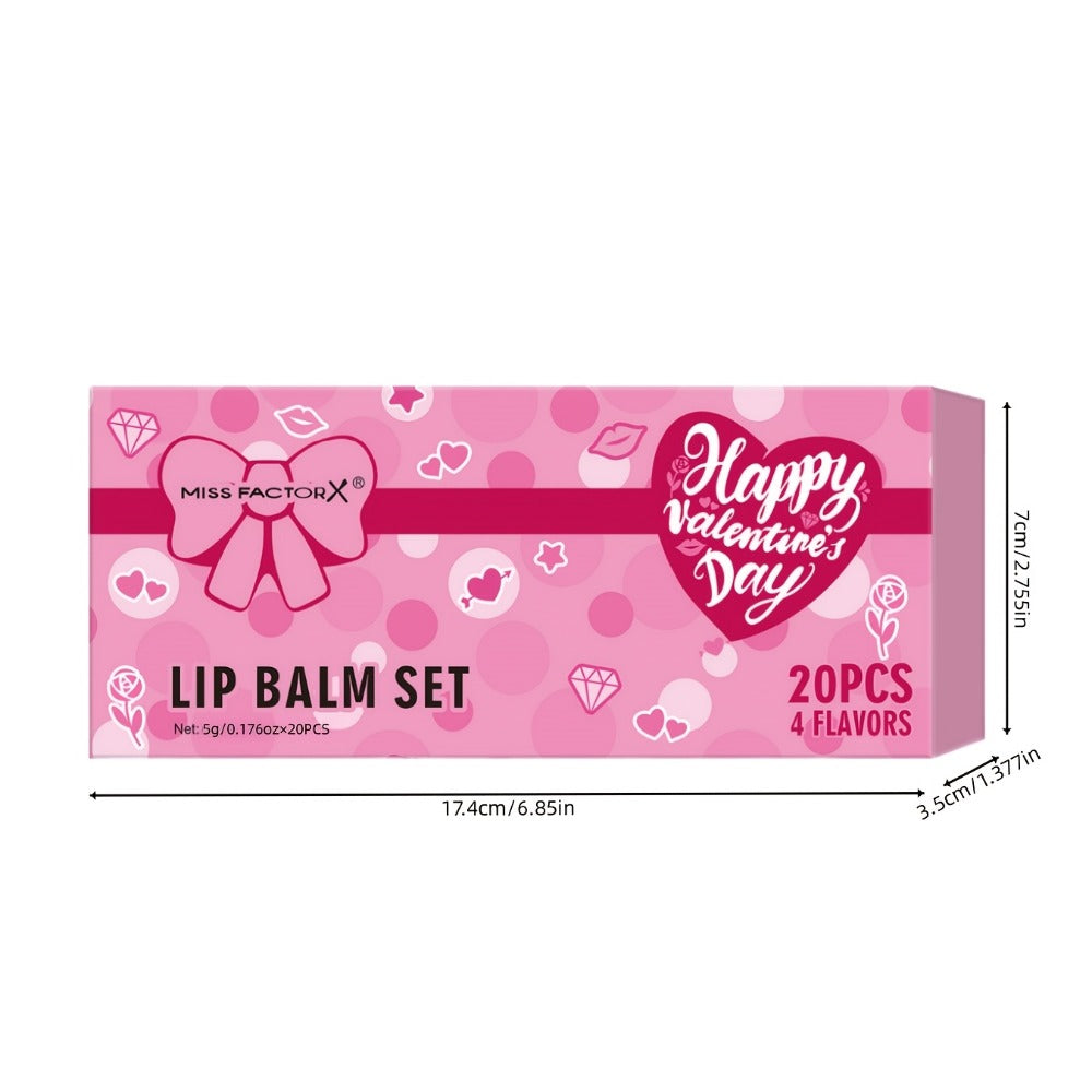 Glossy Tinted Lip Balm Set 20 PCS Gift Box – Moisturizing Long-Lasting Hydration Replenishing Lip Care for Dry Sensitive Lips Women Birthday