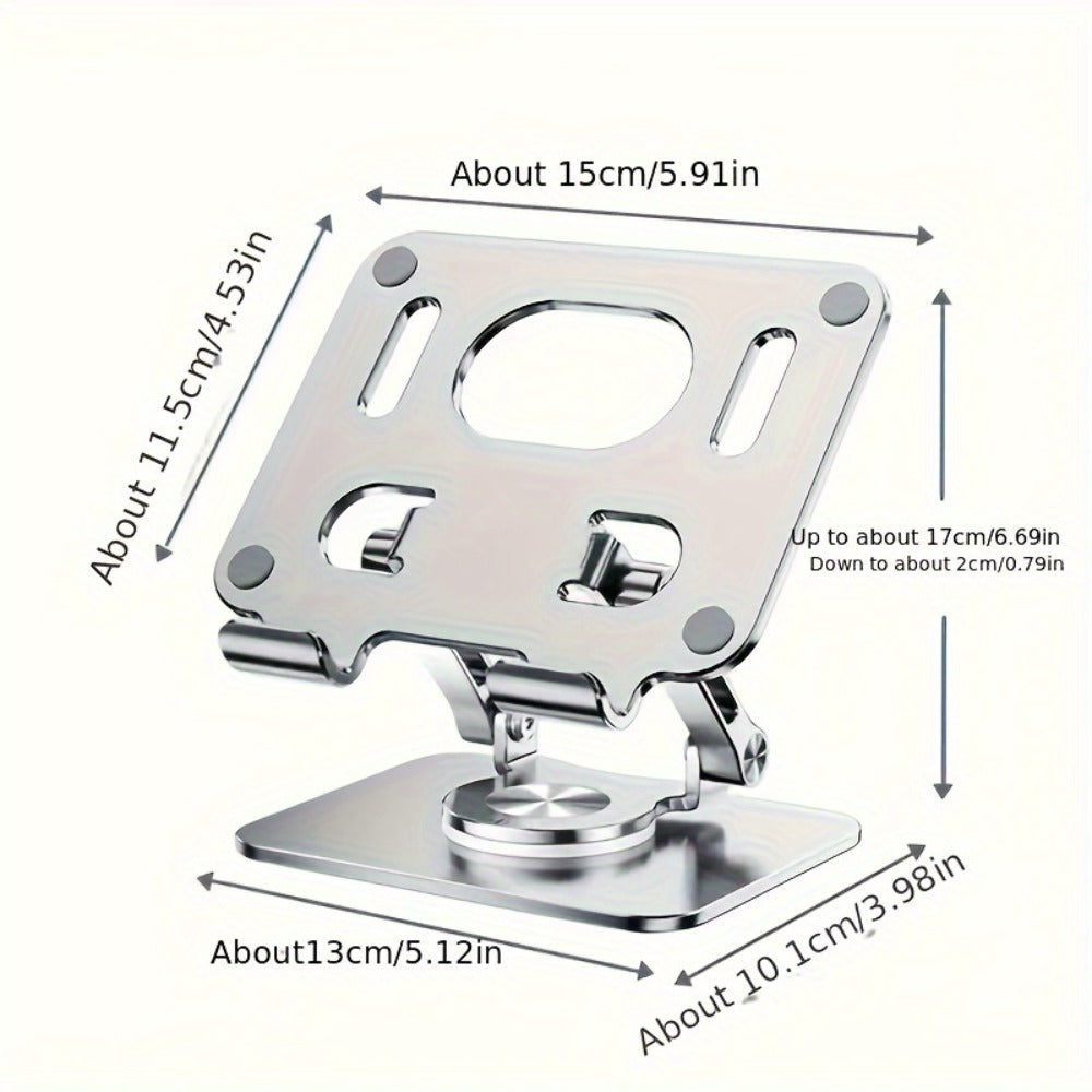 Black or Silver Rotating Tablet Stand with Foldable Metal Desktop Base and 17 × 15 × 11 cm Package Dimensions