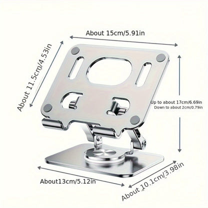 Black or Silver Rotating Tablet Stand with Foldable Metal Desktop Base and 17 × 15 × 11 cm Package Dimensions