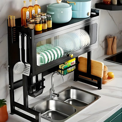 Dish Drying Rack Multi-Layer Kitchen Countertop Organizer – Dust-Free Drainer for Plates Bowls Utensils