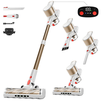 Cordless Three-Speed Stick Vacuum Cleaner with Detachable Battery, LED Floor Brush and Seven Colors