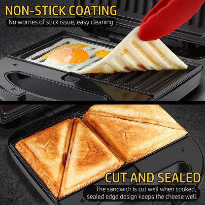 OSTBA 3-in-1 Sandwich Maker Panini Press Waffle Iron 750W Removable Non-Stick Plates for Grilling, Camping and Outdoor Meals