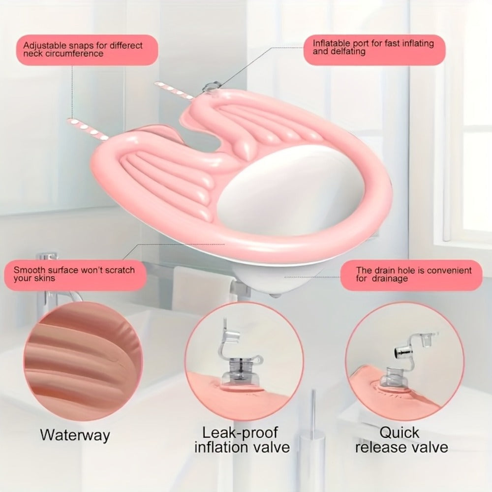 Inflatable Shampoo Basin for Bedridden Elderly - 4pcs Portable Hair Washing Basin with Air Pump & Drainage