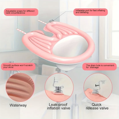 Inflatable Shampoo Basin for Bedridden Elderly - 4pcs Portable Hair Washing Basin with Air Pump & Drainage