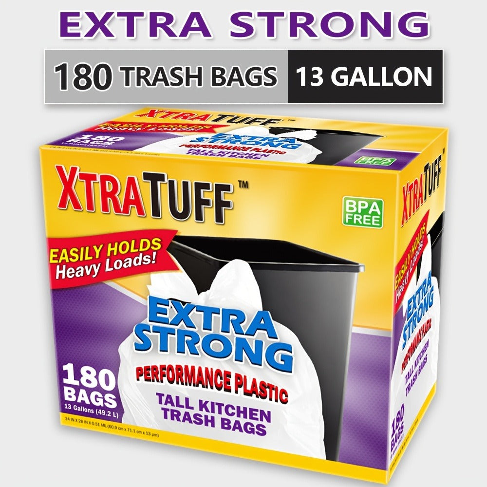 13-Gallon Black or Clear Trash Bags with Standard or Drawstring Styles in 44 to 360-Count Packs