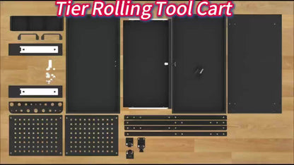 Rolling Tool Cart 3-Layer with Drawers & Screw Box Storage, Heavy-Duty Mechanic Trolley on Wheels for Garage Workshop Repair Shop
