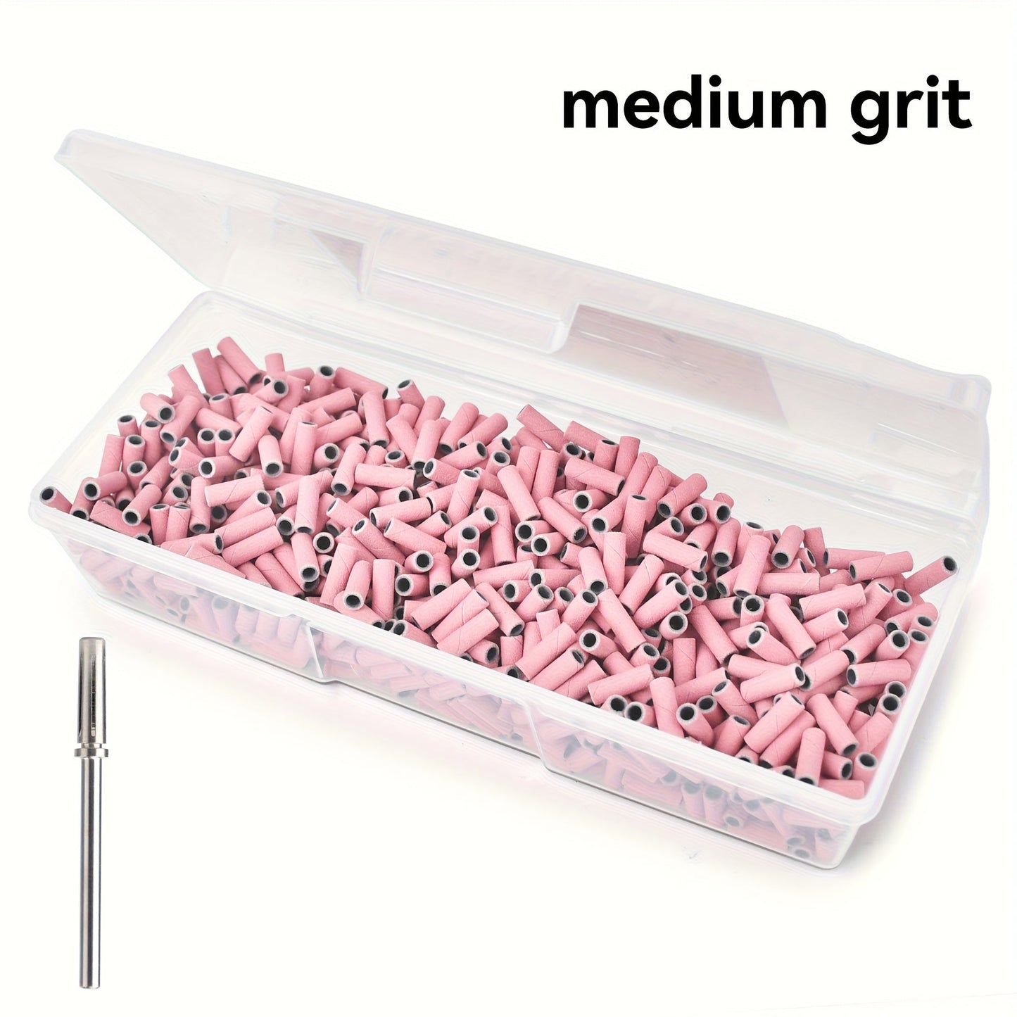 Nail Sanding Bands 1000 Pack with Mandrel Bit – Coarse Medium Fine Grit 3mm Nail Drill Bits for Acrylic Removal