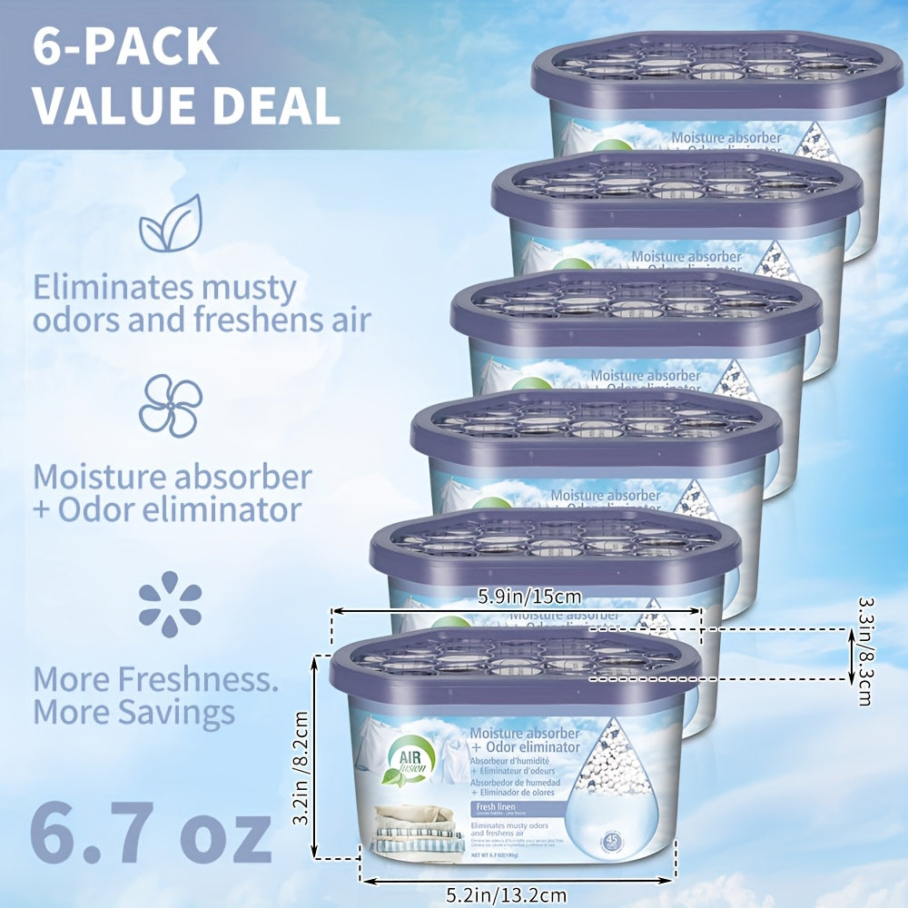 Portable Dehumidifier Boxes 6-Pack, Moisture Absorber & Odor Eliminator for Closets, Bathrooms, RVs
