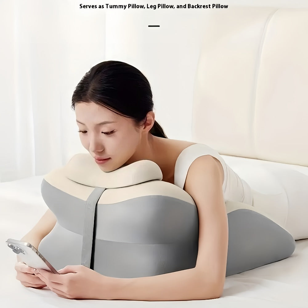 Bed Pillow Contoured Memory Foam Reading Cushion with Removable Washable Cover in Seven Colors