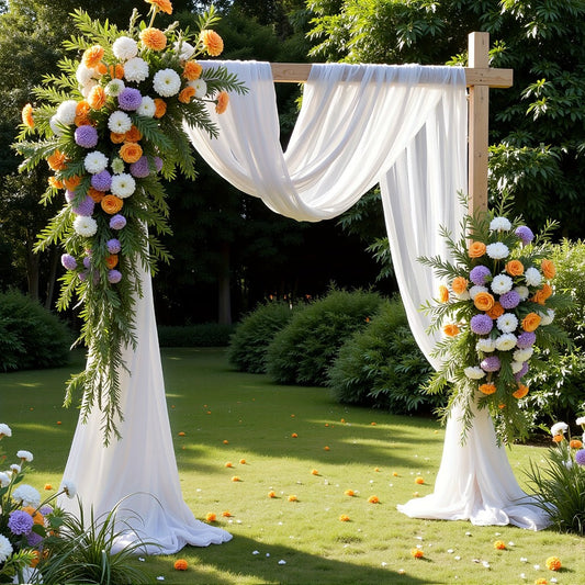Sheer Gauze Backdrop Curtain, 31.5 x 315 Inches, in Ten Solid Colors for Draping or Hanging