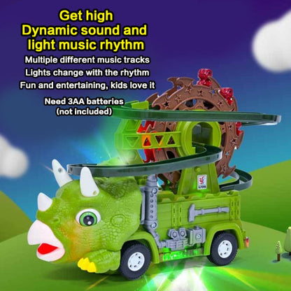 Toddler Dinosaur Track Set Orbital Triceratops Electric Stair Slide Roller Coaster Toy with Lights & Music