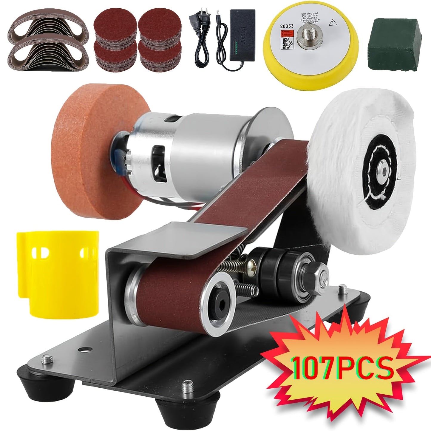 Mini Belt Sander 3-in-1 Electric Desktop Knife Sharpener 15 Degree 7 Speed Adjustable for Entryways, Bedrooms and Living Spaces