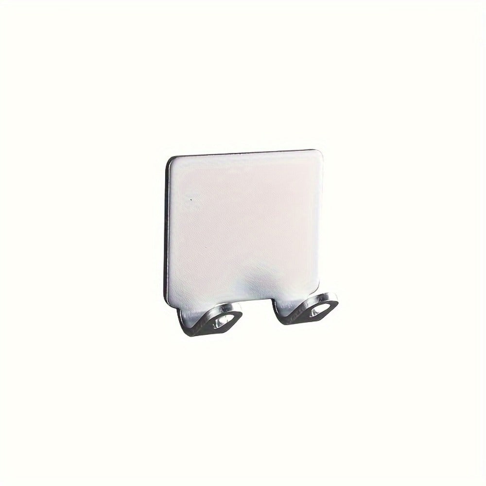 Wall-Mounted Razor Holder 5-Piece Set with Twin Hooks, Adhesive Backing and Silver or Black Options