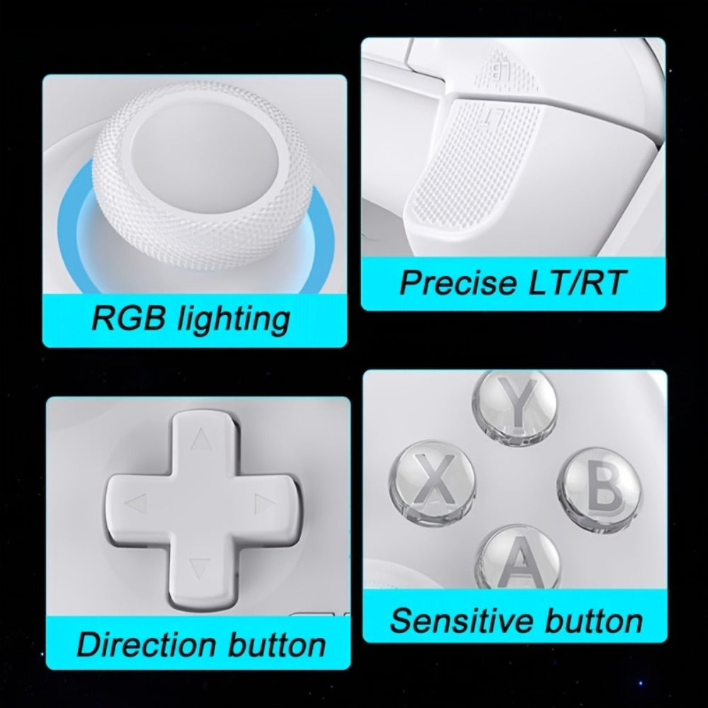 Three-Mode Wireless PC Controller with RGB Lighting, Hall Effect Joystick & Trigger, Programmable Buttons & Vibration for Windows PC