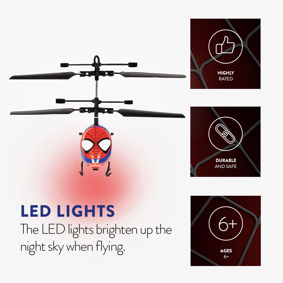 Marvel Spider-Man 2CH IR Remote Control Helicopter, Indoor Flying Toy for Kids Boys Superhero Fan