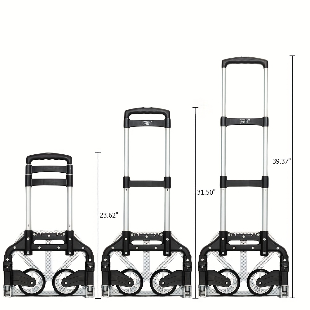 Compact Folding Aluminum Hand Truck with Telescoping Handle, 165 lb Load Label and Four Color Options