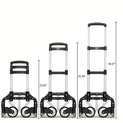 Compact Folding Aluminum Hand Truck with Telescoping Handle, 165 lb Load Label and Four Color Options