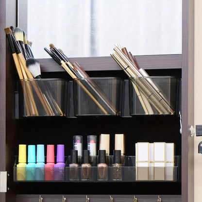Full Length Mirror Jewelry Armoire Cabinet, 2-in-1 Lockable Over the Door Mirror with Jewelry Storage, Makeup Organizer with Baskets Bins