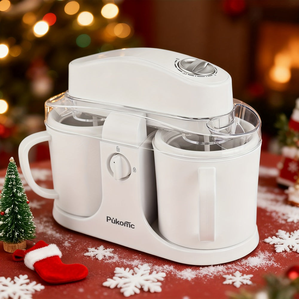 Ice Cream Maker Machine Dual Cup Self-Freezing, Make 2 Flavors Homemade Ice Cream Sorbet Frozen Yogurt at Once