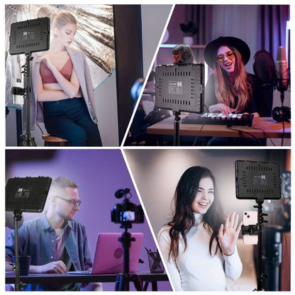 2-Pack LED Video Light Kit with Tripod Stand & Phone Holder, 2800-6500K Dimmable, CRI 97+, USB Powered Studio Lighting for YouTube