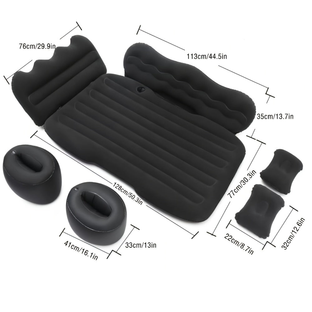 Car Inflatable Mattress for SUV Back Seat – Portable Foldable Air Bed, PVC Flocking, with Air Pump, 2 Pillows & Storage Bag (5 Colors)