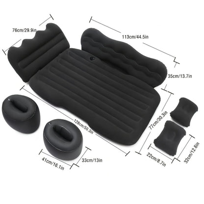 Car Inflatable Mattress for SUV Back Seat – Portable Foldable Air Bed, PVC Flocking, with Air Pump, 2 Pillows & Storage Bag (5 Colors)