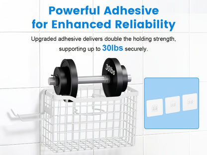 Hanging Hair Tool Organizer with Adjustable Mounting Height, Wire Basket and Black or White Finish