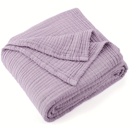 Muslin Blanket 100% Cotton 6-Layer, Breathable Gauze Throw for Couch & Bed, All Season, 13 Colors