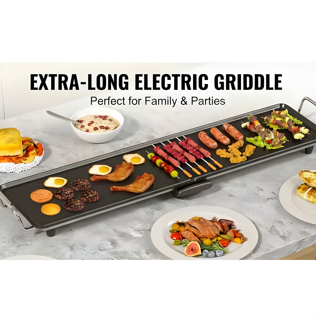 Indoor Electric Grill Smokeless, Non-Stick BBQ Griddle with Adjustable Temperature & Drip Tray