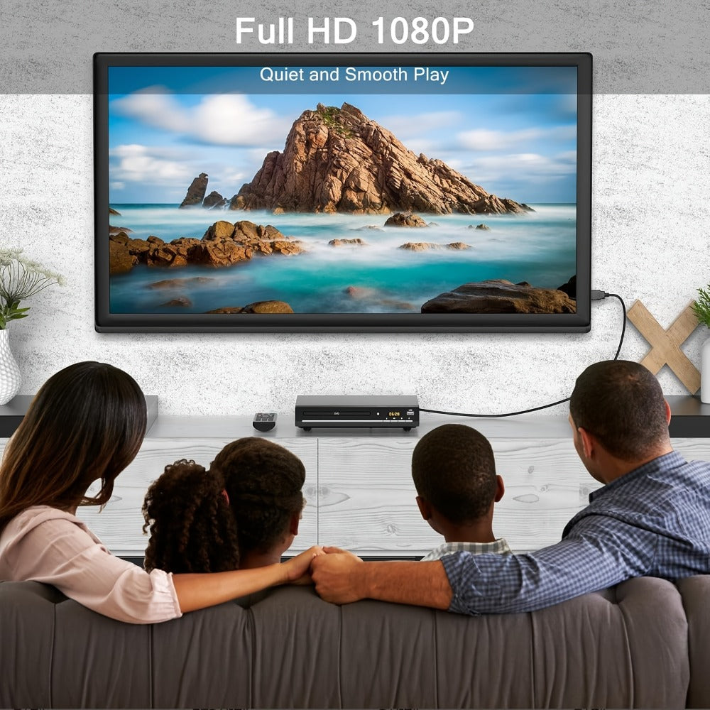 Black HDMI DVD Player with USB Port, HDMI and RCA Outputs, Remote Control and Both Cables Included