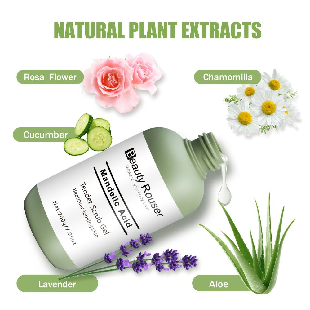 Exfoliating Body Scrub Gel with Aloe Vera, Rose & Chamomile Extract, Deep Cleansing Physical Scrub for Face & Body