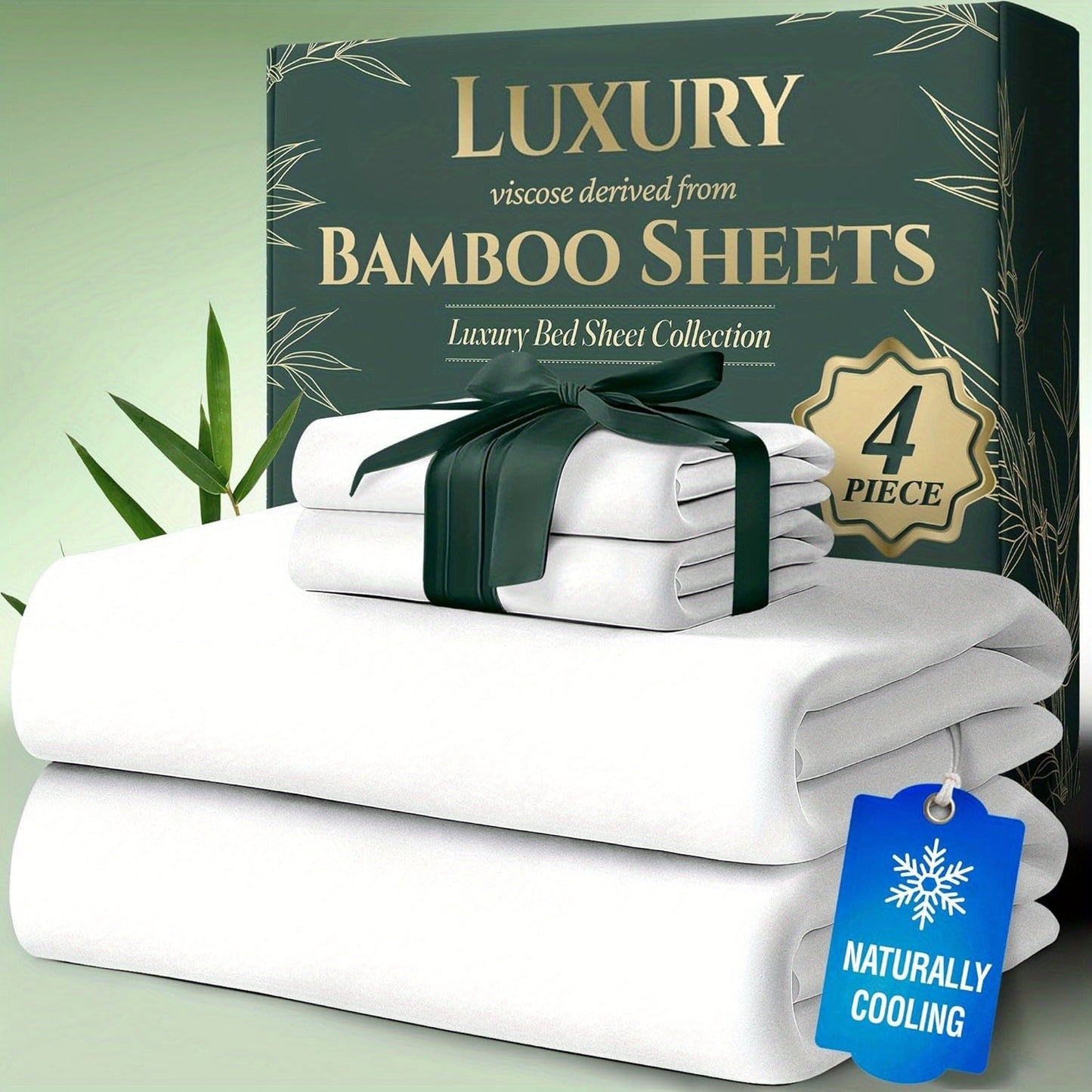 Bed Sheet Set Bamboo-Derived Fabric with Four Bed Sizes, specified Sheet Dimensions and Thirteen Colors